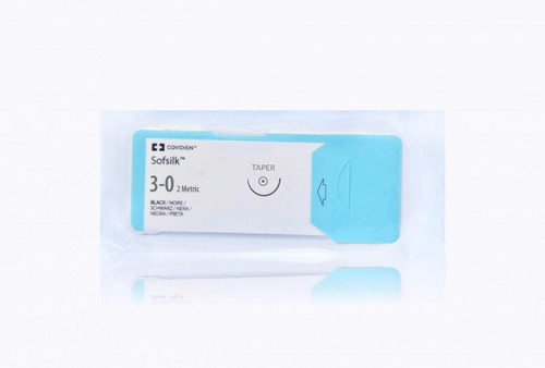 Cardinal Health - Sofsilk - Gs-832 - Nonabsorbable Suture With Needle Silk V - 20 1/2 Circle Taper Point Size 3 - 0 Braided