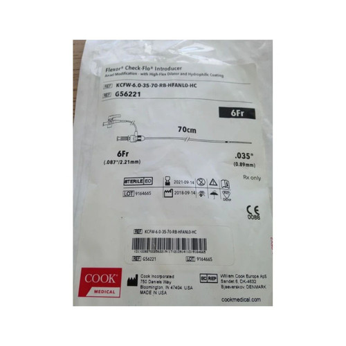Cook Medical - Flexor - G56221 - Guiding Sheath Introducer 6 Fr X 70 Cm Length, 2.2 Mm Inner Diameter For 0.035 Inch Wire Guide