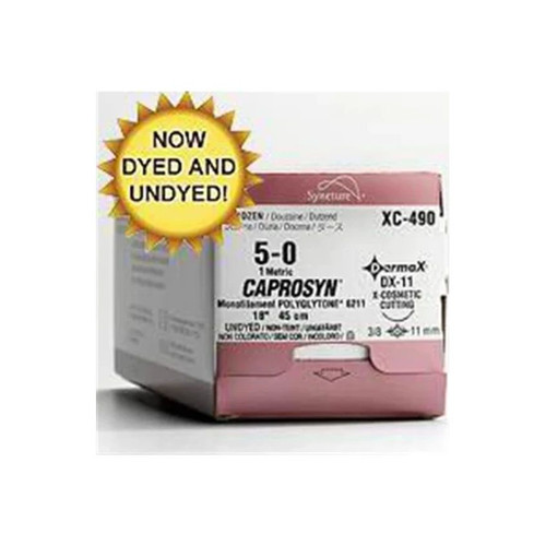 Covidien - Caprosyn - Uc-213 - Absorbable Suture With Needle Polyester Cv - 23 1/2 Circle Taper Point Size 3 - 0 Monofilament