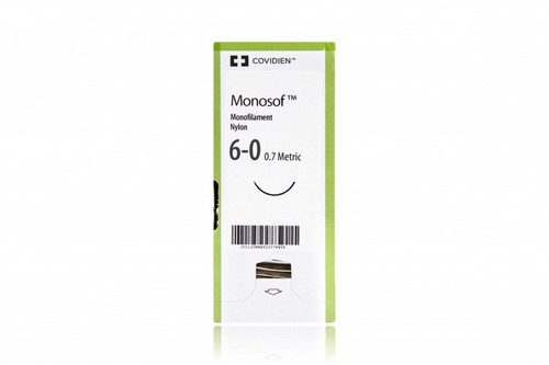 Covidien - Monosof~Dermalon - Sn-1956 - Nonabsorbable Suture With Needle Nylon Pc - 13 3/8 Circle Conventional Cutting Size 6 - 0 Monofilament