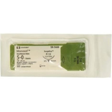 Covidien - Monosof~Dermalon - Sn-659 - Nonabsorbable Suture With Needle Nylon C - 12 3/8 Circle Reverse Cutting Size 5 - 0 Monofilament