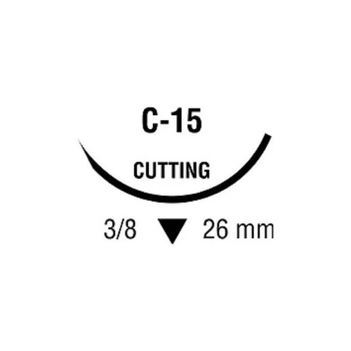 Covidien - Monosof~Dermalon - Sn-664G - Nonabsorbable Suture With Needle Nylon C - 15 3/8 Circle Reverse Cutting Size 2 - 0 Monofilament
