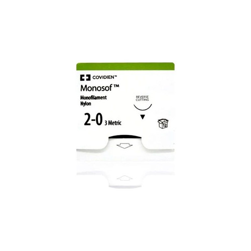 Covidien - Monosof~Dermalon - Sn-764G - Nonabsorbable Suture With Needle Nylon C - 15 3/8 Circle Reverse Cutting Size 2 - 0 Monofilament
