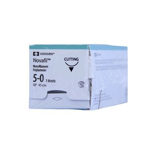 Covidien - Novafil - Spb-1233G - Nonabsorbable Suture With Needle Polybutester P - 13 3/8 Circle Precision Reverse Cutting Size 4 - 0 Monofilament