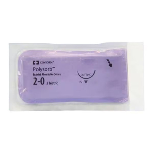 Covidien - Polysorb - Cl-916 - Absorbable Suture With Needle Polyester Gs - 11 1/2 Circle Reverse Cutting Size 2 - 0 Braided