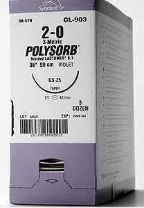 Covidien - Polysorb - L-112 - Absorbable Suture Without Needle Polyester Braided Size 3 - 0
