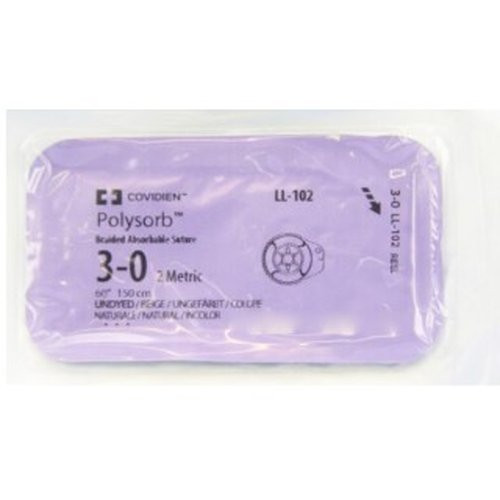 Covidien - Polysorb - Ll-102 - Absorbable Ligating Reel With Suture Polyester Braided Size 3 - 0