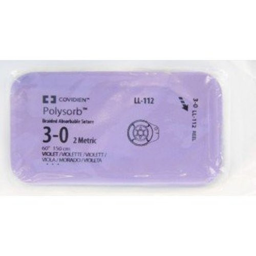 Covidien - Polysorb - Ll-112 - Absorbable Ligating Reel With Suture Polyester Braided Size 3 - 0