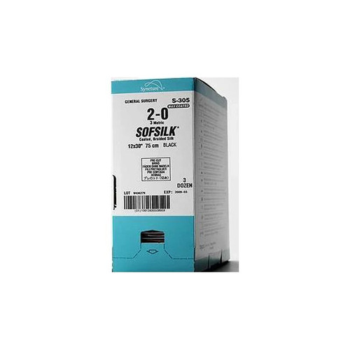 Covidien - Sofsilk - Gs-823 - Nonabsorbable Suture With Needle Silk V - 30 1/2 Circle Taper Point Size 2 - 0 Braided