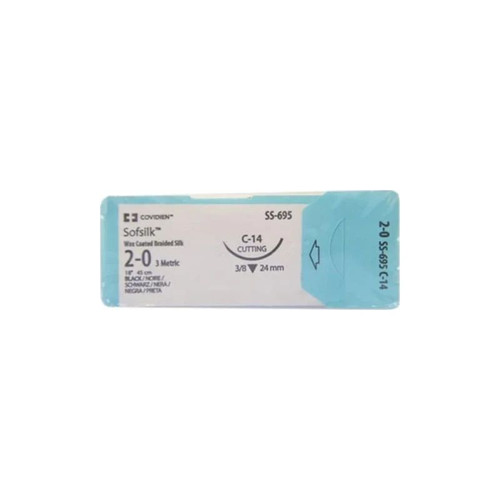 Covidien - Sofsilk - Gs453-2 - Nonabsorbable Suture With Needle Silk Cv - 24 1/2 Circle Taper Point Size 0 Braided