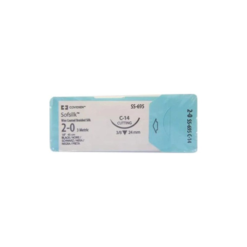 Covidien - Sofsilk - Gs47M-2 - Nonabsorbable Suture With Needle Silk Cv - 23 1/2 Circle Taper Point Size 3 - 0 Braided