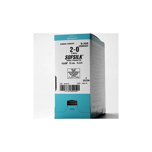 Covidien - Sofsilk - S-255 - Nonabsorbable Suture Without Needle Silk Braided Size 2 - 0