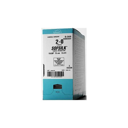Covidien - Sofsilk - S-403 - Nonabsorbable Suture Without Needle Silk Braided Size 4 - 0