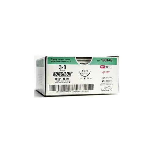 Covidien - Surgilon - 88861910-32 - Nonabsorbable Suture With Needle Nylon Cv - 20 1/2 Circle Taper Point Size 4 - 0 Braided