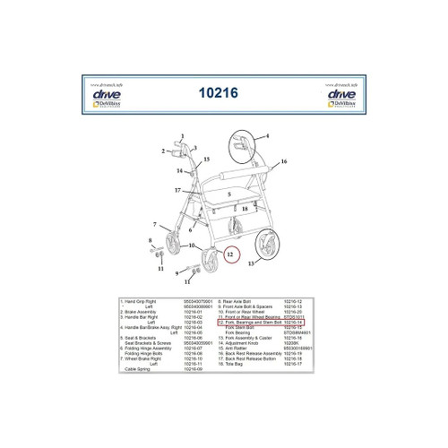 Drive Devilbiss Healthcare - 10216-15 - Medical Fork Stem Bolt, 10216