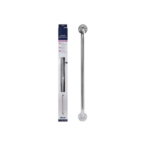 Drive Devilbiss Healthcare - 12124-3 - Medical - Wall Grab Bar Chrome Finish Knurled Steel