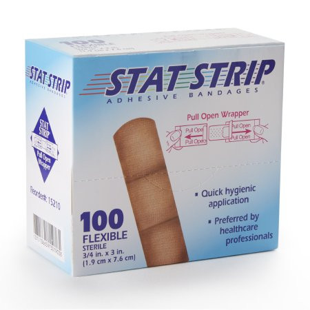 Dukal - American White Cross Stat Strip - 15210 - Adhesive 3/4 X 3 Inch Fabric Rectangle Tan Sterile