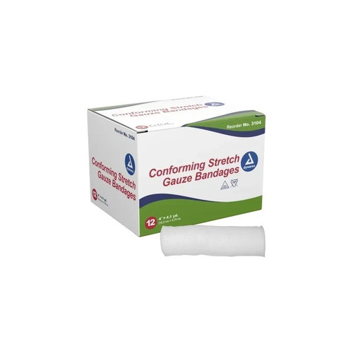 Dynarex - 3104 - Conforming Bandage 4 Inch X 4.1 Yard 12 Per Pack Nonsterile Roll Shape