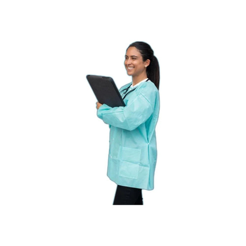 Dukal - Fitme - Ugj-6505-Xl - Lab Jacket Turquoise X - Large Hip Length Disposable