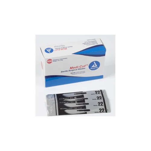 Dynarex - Medicut - 4142 - Surgical Blade Stainless Steel No 22 Sterile Disposable Individually Wrapped