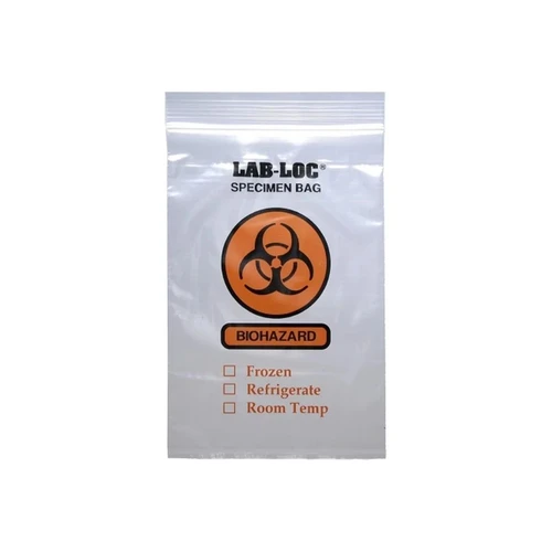 Elkay Plastics - Lab-Loc - Lab20609 - Specimen Transport Bag With Document Pouch 6 X 9 Inch Zip Closure Biohazard Symbol / Storage Instructions Nonsterile