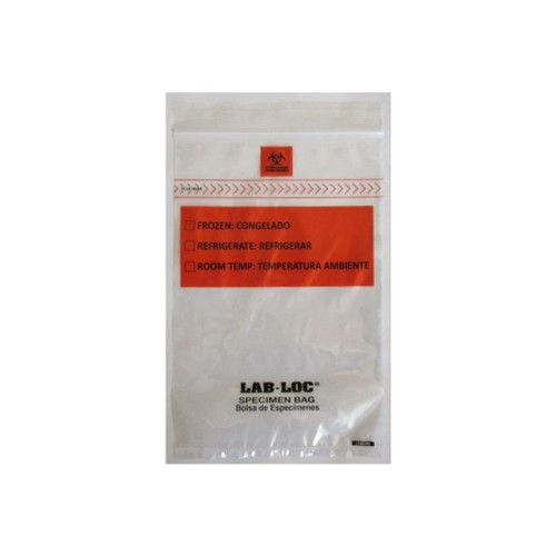 Elkay Plastics - Lab-Loc - Labz69B - Specimen Transport Bag With Document Pouch 6 X 9 Inch Zip Closure Biohazard Symbol / Storage Instructions Nonsterile