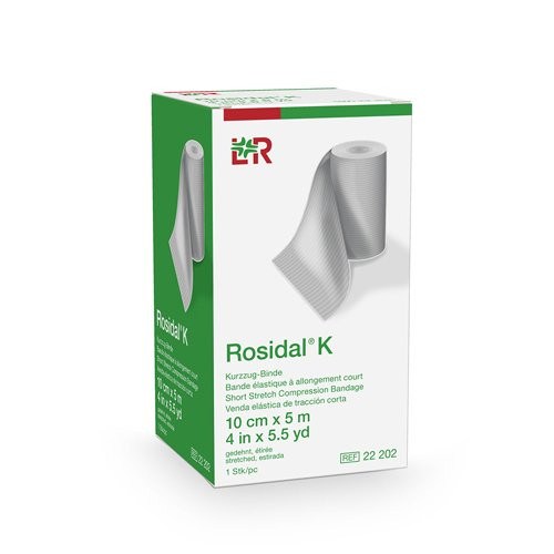 Fabrication Enterprises - Rosidal - 24-4013-1 - Compression Bandage K Short 4 Inch X 5 - 1/2 Yard Clip Detached Closure Tan Nonsterile High