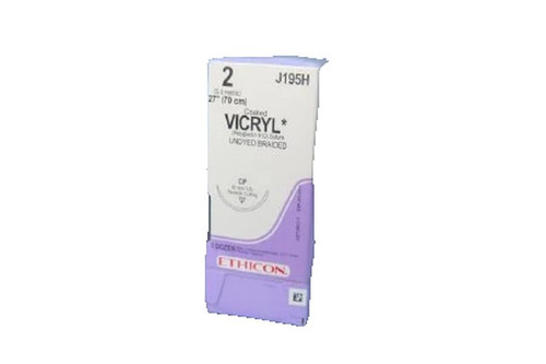 Johnson & - Coated Vicryl - J195H - Systems - Absorbable Suture With Needle Polyglactin 910 Cp 1/2 Circle Reverse Cutting Size 2 Braided
