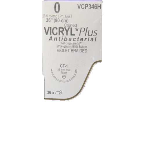 Johnson & - Coated Vicryl - J347H - Systems - Absorbable Suture With Needle Polyglactin 910 Ct - 1 1/2 Circle Taper Point Size Braided
