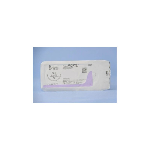Johnson & - Coated Vicryl - J467H - Systems - Absorbable Suture With Needle Polyglactin 910 Cp - 1 1/2 Circle Reverse Cutting Size 0 Braided