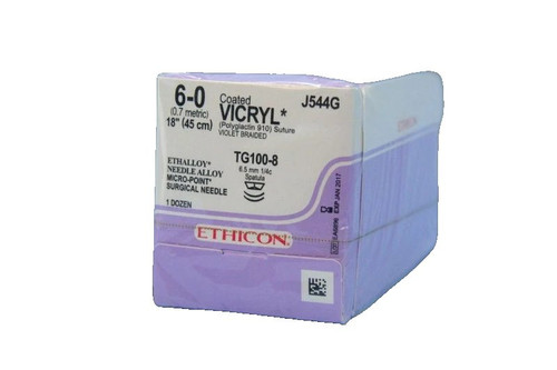Johnson & - Coated Vicryl - J544G - Suture, Vio Br Ct 6 - 0 18" Tg1008