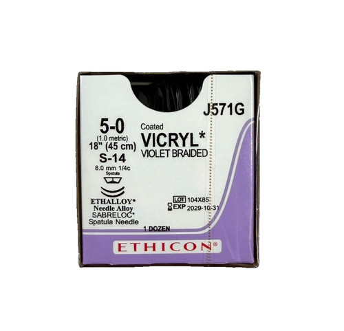 Johnson & - Coated Vicryl - J571G - Suture, Vio Br Ct 5 - 0 18" S14