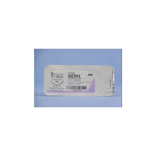 Johnson & - Coated Vicryl - J610H - Systems - Absorbable Suture With Needle Polyglactin 910 Psl 3/8 Circle Reverse Cutting Size 0 Braided