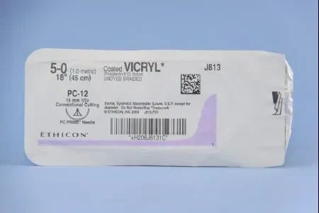 Johnson & - Coated Vicryl - J813G - Suture, Ud Br Ct 5 - 0 1 8" Pc12