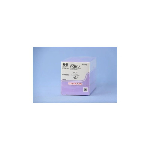 Johnson & - Coated Vicryl - J833G - Systems - Absorbable Suture With Needle Polyglactin 910 Pc - 1 3/8 Circle Precision Conventional Cutting Size 6 - 0 Braided