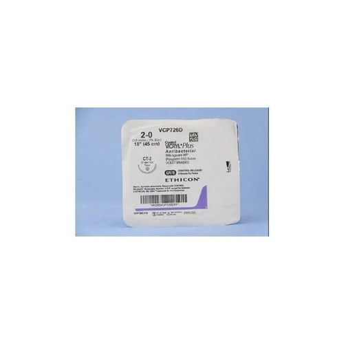 Johnson & - Coated Vicryl - Vcp726D - Systems - Plus Absorbable Antibacterial Suture With Needle Polyglactin 910 Ct - 2 1/2 Circle Taper Point Size 0 Braided