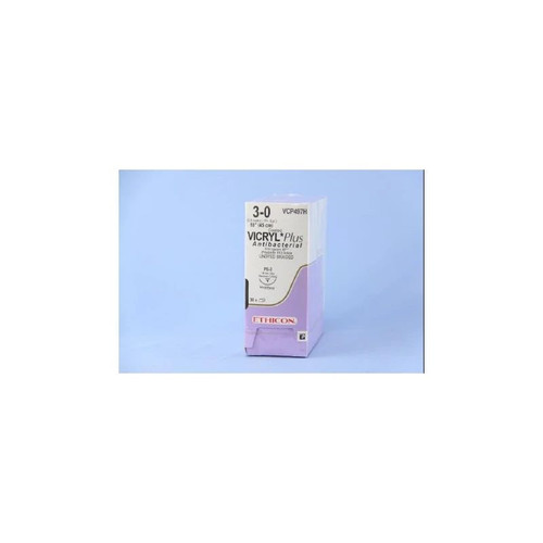 Johnson & - Coated Vicryl Plus - Vcp497H - Systems - Absorbable Antibacterial Suture With Needle Polyglactin 910 Irgacare Mp Ps - 2 3/8 Circle Precision Reverse Cutting Size 3 - 0 Braided