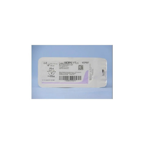 Johnson & - Coated Vicryl Plus - Vcp507G - Systems - Absorbable Antibacterial Suture With Needle Polyglactin 910 Irgacare Mp Ps - 4 1/2 Circle Precision Reverse Cutting Size 0 Braided