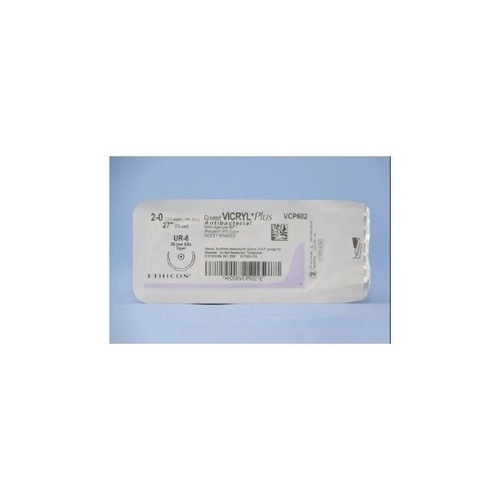 Johnson & - Coated Vicryl Plus - Vcp602H - Systems - Absorbable Antibacterial Suture With Needle Polyglactin 910 Ur - 6 5/8 Circle Taper Point Size 2 - 0 Braided