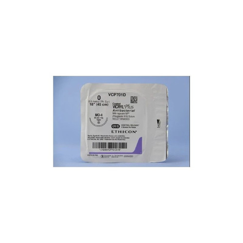 Johnson & - Coated Vicryl Plus - Vcp701D - Systems - Absorbable Antibacterial Suture With Needle Polyglactin 910 Mo - 4 1/2 Circle Taper Point Size 0 Braided