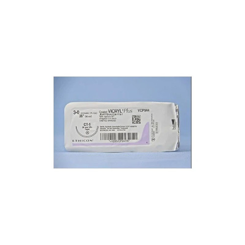 Johnson & - Coated Vicryl Plus - Vcp944H - Systems - Absorbable Antibacterial Suture With Needle Polyglactin 910 Irgacare Mp Ct - 1 1/2 Circle Taper Point Size 3 - 0 Braided