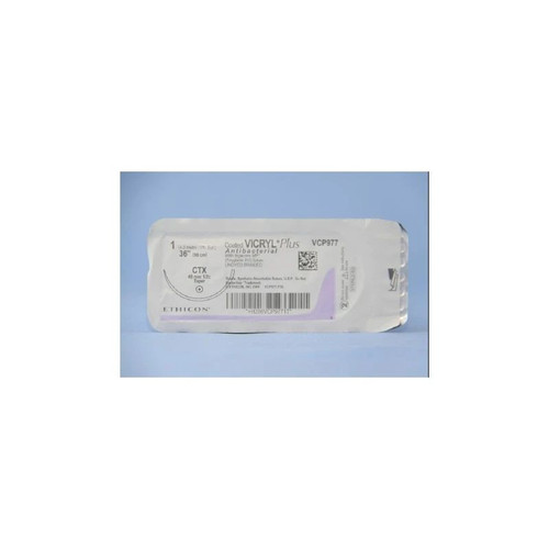 Johnson & - Coated Vicryl Plus - Vcp977H - Systems - Absorbable Antibacterial Suture With Needle Polyglactin 910 Irgacare Mp Ctx 1/2 Circle Taper Point Size 1 Braided