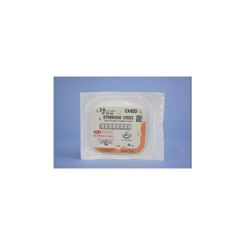 Johnson & - Ethibond - Cx42D - Systems - Nonabsorbable Suture With Needle Polyester Mo - 7 1/2 Circle Taper Point Size 2 - 0 Braided