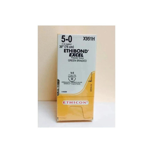Johnson & - Ethibond - X951H - Systems - Nonabsorbable Suture With Needle Polyester V - 5 1/2 Circle Taper Cutting Size 0 Braided
