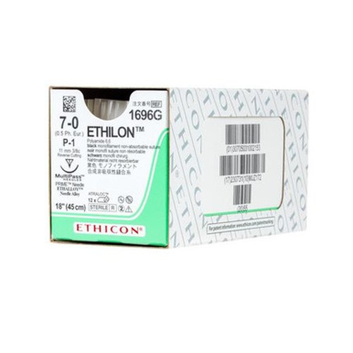 Johnson Johnson - Ethicon - 1696G - Suture, Ethilon Black Monofilament 7-0 18 P-1 