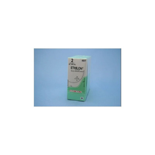 Johnson & - Ethicon - 460T - Systems - Ethilon Nonabsorbable Suture With Needle Nylon Lr 3/8 Circle Reverse Cutting Size 2 Monofilament
