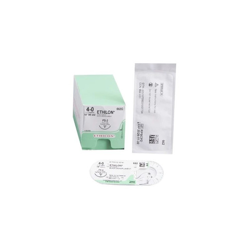 Johnson & - Ethicon - 662G - Systems - Ethilon J&J - Nonabsorbable Suture With Needle Nylon Fs - 2 3/8 Circle Reverse Cutting Size 4 - 0 Monofilament
