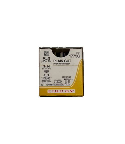 Johnson & - J Healthcare Systems - 1775G - Absorbable Suture With Needle Plain Gut S - 14 1/4 Circle Spatula Size 5 - 0