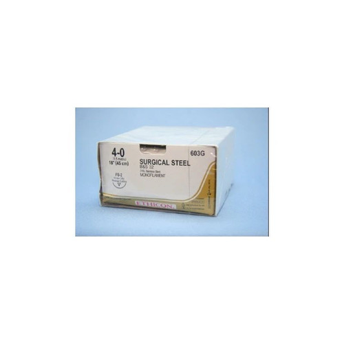 Johnson & - J Healthcare Systems - 603G - Suture, Steel Mono 4 - 0 18" Fs - 2