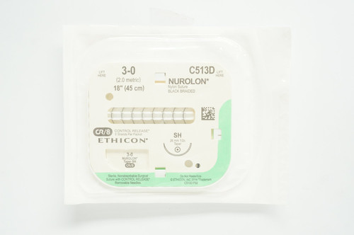 Johnson & - J Healthcare Systems - C513D - Suture, Nurolon Blk Br 3 - 0 18"Sh